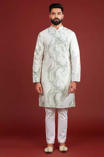 Green color beautiful kurta payjama for handsome men's looks