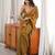 gold color fendy satin fabric beads pearl embroidery work heavy ceremonial saree