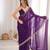 purple color fendy satin fabric beads pearl embroidery work heavy ceremonial saree