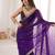 purple color fendy satin fabric beads pearl embroidery work heavy ceremonial saree