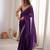 purple color fendy satin fabric beads pearl embroidery work heavy ceremonial saree