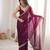 wine color fendy satin fabric beads pearl embroidery work heavy ceremonial saree