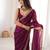 wine color fendy satin fabric beads pearl embroidery work heavy ceremonial saree