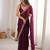 wine color fendy satin fabric beads pearl embroidery work heavy ceremonial saree