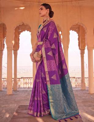 purple color smart and trendy soft silk blend woven designer saree 3