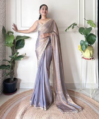 chiku color smart fendy satin designer trending bollywood saree 2
