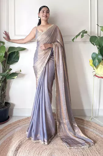 chiku color smart fendy satin designer trending bollywood saree