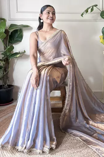 chiku color smart fendy satin designer trending bollywood saree