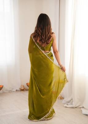 mahendi color smart fendy satin designer trending bollywood saree 2