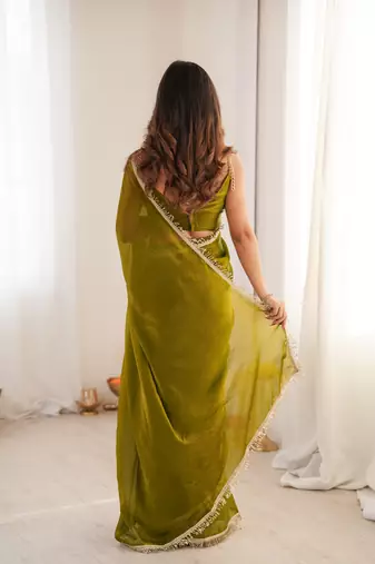 mahendi color smart fendy satin designer trending bollywood saree