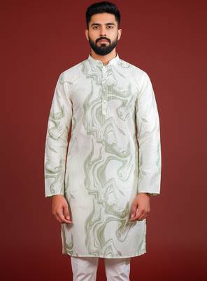 Green color beautiful kurta payjama for handsome men's looks 3