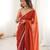 Orange color smart fendy satin designer trending bollywood saree