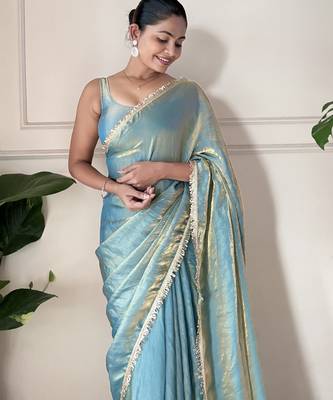 sky blue color smart fendy satin designer trending bollywood saree 3