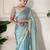 Sky blue color smart fendy satin designer trending bollywood saree