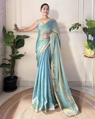 sky blue color smart fendy satin designer trending bollywood saree 4