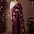 maroon color smart chiffon fabric beautiful embroidered saree