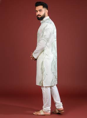 Green color beautiful kurta payjama for handsome men's looks 4