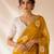 mustard color smart chiffon fabric beautiful embroidered saree