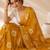 mustard color smart chiffon fabric beautiful embroidered saree