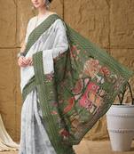 green color smart printed ready to wear ceremonial saree
