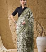 pista color smart printed ready to wear ceremonial saree