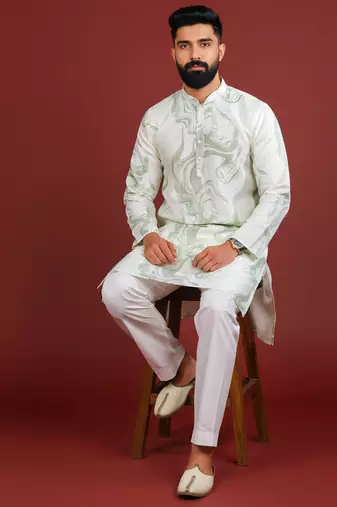 Green color beautiful kurta payjama for handsome men's looks