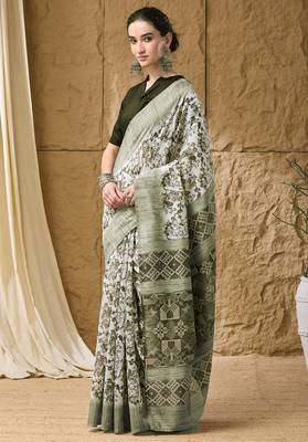 pista color smart printed ready to wear ceremonial saree 4