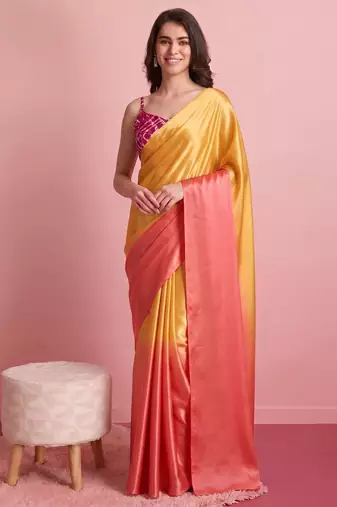 Orange color smart and stylish ready to wear bollywood style saree