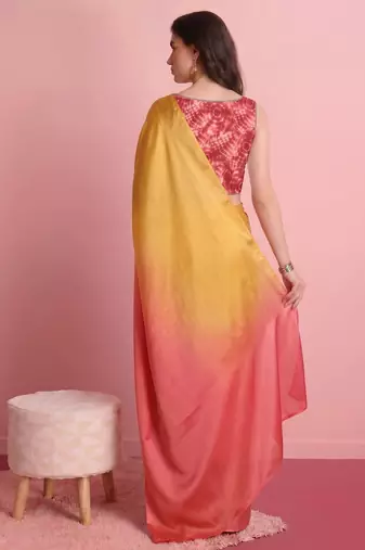 Orange color smart and stylish ready to wear bollywood style saree