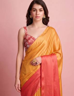 Orange color smart and stylish ready to wear bollywood style saree 3