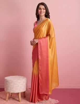 Orange color smart and stylish ready to wear bollywood style saree 4