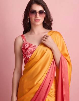 Orange color smart and stylish ready to wear bollywood style saree 5