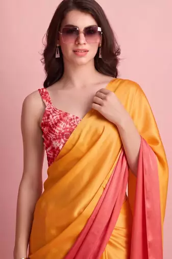 Orange color smart and stylish ready to wear bollywood style saree