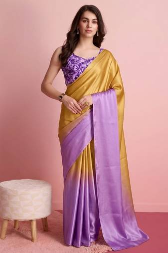 lavender color smart and stylish ready to wear bollywood style saree