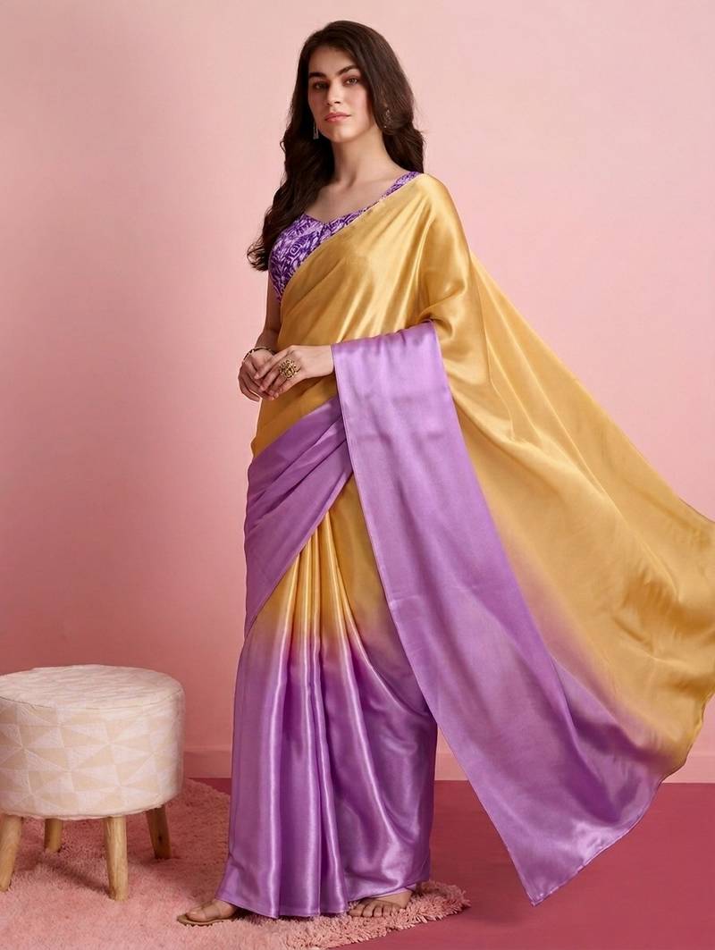 lavender color smart and stylish ready to wear bollywood style saree