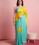 turquoise color smart and stylish ready to wear bollywood style saree