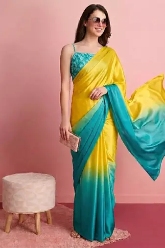 Turquoise color smart and stylish ready to wear bollywood style saree