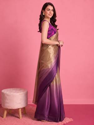 purple color smart and stylish ready to wear bollywood style saree 2