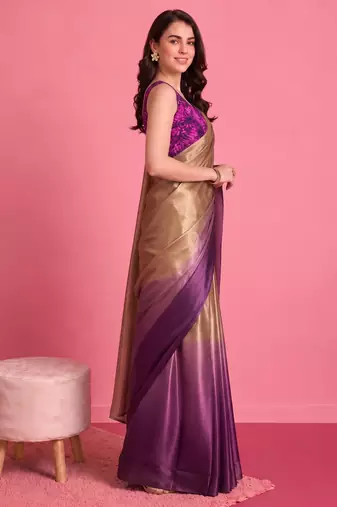 Purple color smart and stylish ready to wear bollywood style saree