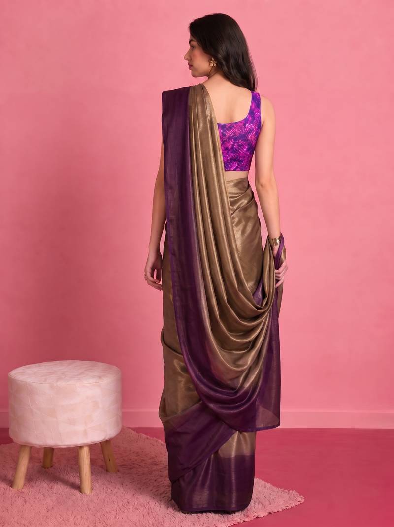 purple color smart and stylish ready to wear bollywood style saree