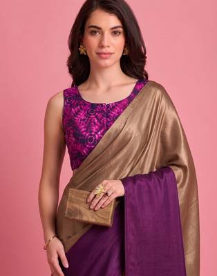 purple color smart and stylish ready to wear bollywood style saree 1