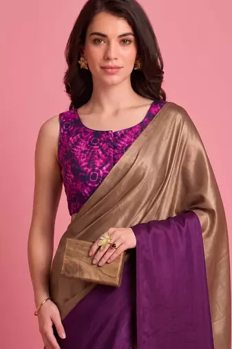 Purple color smart and stylish ready to wear bollywood style saree