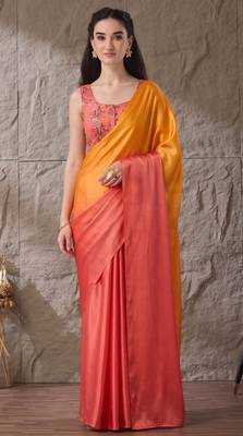 orange color smart and stylish ready to wear bollywood style saree 1