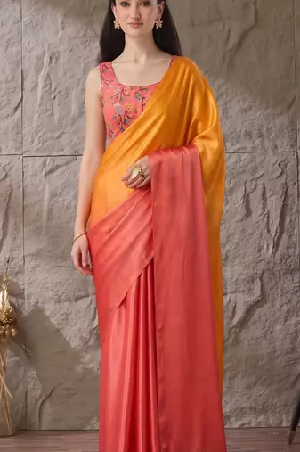 Orange color smart and stylish ready to wear bollywood style saree