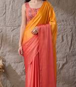 orange color smart and stylish ready to wear bollywood style saree