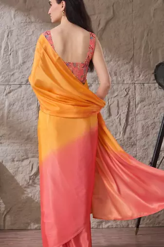 Orange color smart and stylish ready to wear bollywood style saree