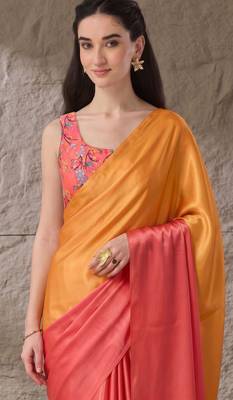 orange color smart and stylish ready to wear bollywood style saree 3