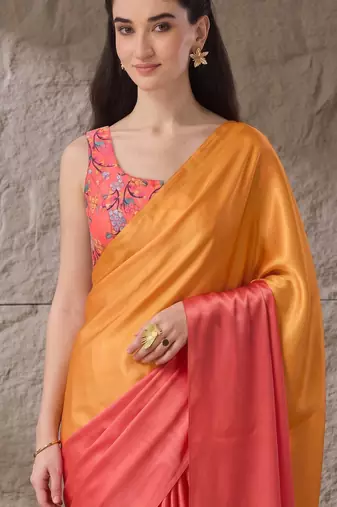 Orange color smart and stylish ready to wear bollywood style saree