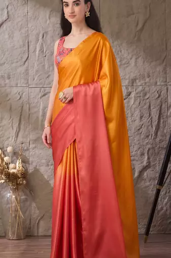 Orange color smart and stylish ready to wear bollywood style saree