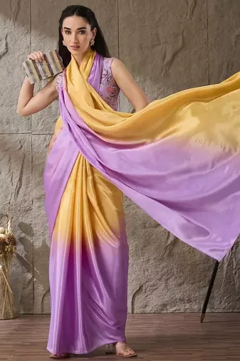 Lavender color smart and stylish ready to wear bollywood style saree